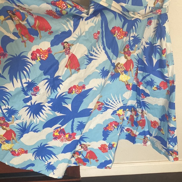 Pinup Girl Swing Skirt Hawaiian Print Dress - Picture 5 of 8